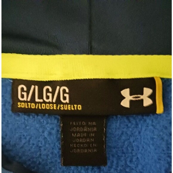 Mens Under Armour Hoodie Pullover Sweatshirt Size Large Blue Storm 1 Loose Fit - Picture 5 of 5
